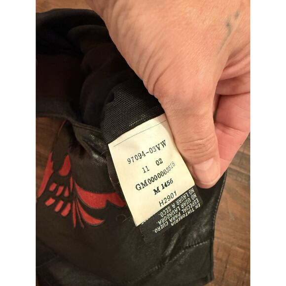 Harley-Davidson Women’s Leather Eagle Appliqué Top Black Red Size M 2002 - Picture 10 of 10